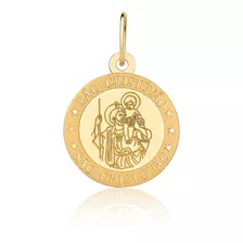 Pingente Medalha Santo São Cristóvão Ouro Puro 18k P144
