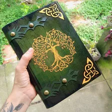 Grimorio Caderno Artesanal Bruxa Diario Wicca Arvore Vida