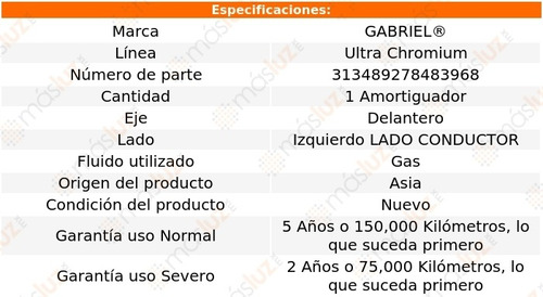 (1) Amortiguador Ultra Chromium Conductor Del Pilot 09/15 Foto 2