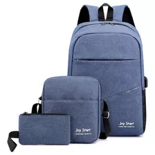 Kit 3pçs Mochila, Joy Start, Para Masculina Y Feminina, Cor Azul