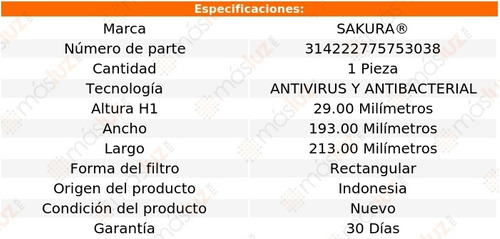 Filtro Aire Acondicionado Antivirus Hilux 4 Cil 2.7l 13/15 Foto 3