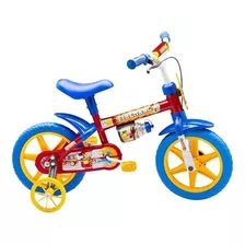 Bicicleta Infantil Aro 12 Bombeiro Nathor Menino 3 A 5 Anos Cor Vermelho/azul/amarelo