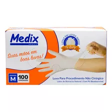 Luva Descartávei De Látex Com Pó Medix Cor Natural Tamanho P X 100 Unidades