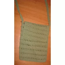 Morral Bolsito Vintage Tejido Verde Musgo Para Mujer 