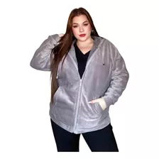 Campera D Plush C/piel Interna,c/capucha Y Bolsillos T8 A 14