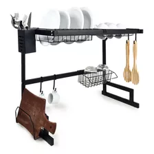 Escurridor Secaplato Rack Organizador De Cocina Color Negro