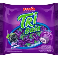 Bala Recheada Tri Bala Pacote 500g Peccin - Atacado Sabores Tri Bala Uva 500g