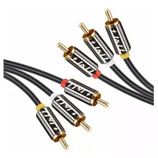 Cable Audio Estereo 3 Rca Macho A Macho | Negro / 0,9m