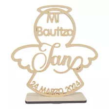 Ángel Mdf Mi Bautizo Personalizado 20cm - 12 Piezas. 