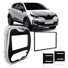 Moldura 2 Din Renault Captur 7 Pol Preto Prata