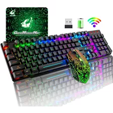 Kit Teclado Y Mouse Inalambricos Usb Led Rgb Gamer Felicon