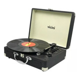 Toca-discos Vicini Vc-285 Preto Com Bluetooth E Alto-falantes Incluídos 100v/240v