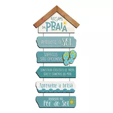 Placa Decorativa - Regras Da Praia 22x55cm - Mar Areia