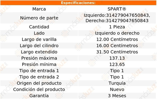 (1) Amortiguador Cofre Izq O Der Bmw 330ci 01/05 Spart Foto 2