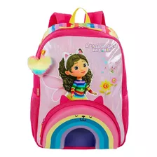 Mochila Costas Menina Gabby Casa Mágica Rainbow Grande