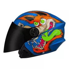 Capacete Protork New Liberty Three Coyote Fosco Viseira Fumê Cor Azul Tamanho Do Capacete 60