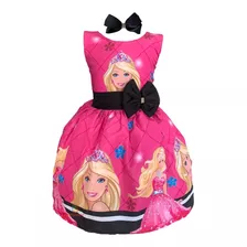 Vestido Infantil Boneca Barbie Glamorosa Luxo + Tiara