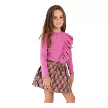 Conjunto De Nena Pura Mística. Falda Chara + Remera + Vincha