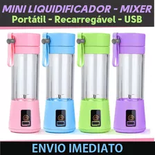 Garrafa Mixer Liquidificador Copo Portátil Recarregável Usb Cor Azul Voltagem 110v/220v