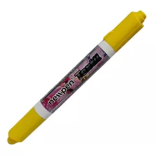 Caneta Marcador Têxtil Newpen Ponta Dupla - Amarelo