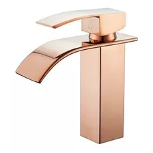 Torneira Pia Banheiro Cascata Misturador Monocomando Cuba Luxo Luuk Young T103-04 Cor Rosa Gold E Acabamento Brilhante