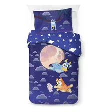 Edredón Y Funda Bluey Kids, Juego De 2 Piezas, Reversible Color Azul