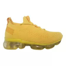 Tenis Sneaker Flow Para Dama Amarillo De Moda Y Muy Comodo