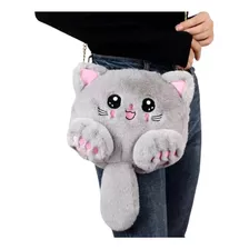 Bolso Peluche De Gatito Peludo Con Cadena