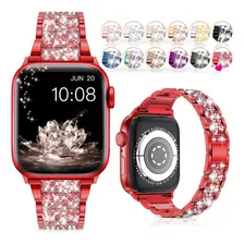 Malla Para Apple Watch Con Brillos 42/44/45/49mm Rojo