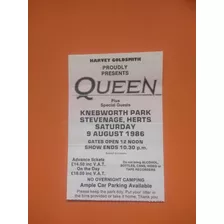 Queen Memorabilia Ingresso Original Show Em Knebworth, 1986