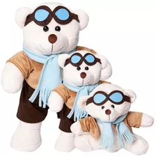 Trio De Urso Aviador Para Nicho E Decoração De Quarto Bebê