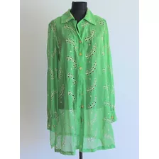 Vestido Camillero Vintage Verde Malady Bordado - Envios