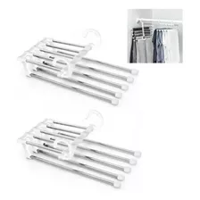 Kit 2 Cabides Dobrável Para Calça 5 Divisórias Inox/plástico