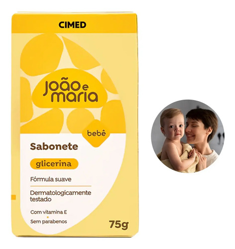 Sabonete Barra João E Maria Glicerina Bebê 75g Com Vitamina E