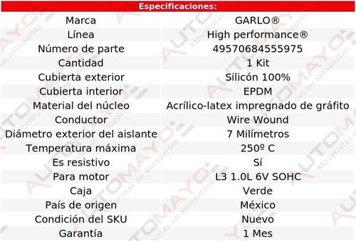 Cables Bujias Sprint 1.0l 6v 85 - 88 Garlo High Performance Foto 2
