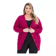 Blusa Casaco De Frio Botão Tricot Plus Size Inverno Básico.