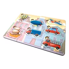 Jogo Educativo Tabuleiro Meios De Transporte Madeira Mdf