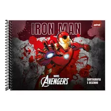 Caderno Desenho Capa Dura 48 F Avengers Iron Man Cor Vermelho