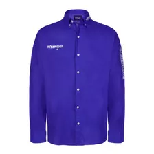 Camisa Masculina Bordada Sem Bolso Wrangler Original Azul