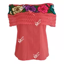 Blusa Campesina Tipica Bordado Artesanal Flores Manta Fresca