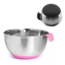 Bowl Acero Inox Base Mango Silicon Tono Pastel 19cm Color Rosa