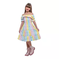 Vestido Infantil Ciganinha Xadrez Moda Country Festa Junina