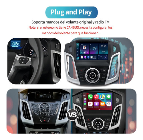 Estreo Carplay 2gb+32gb Android Para Ford Focus 2012-2018 Foto 3