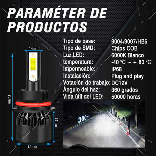 Kit Faros Luz Led 880 9007 14000lm Para Ford Haz Alta/baja Foto 8