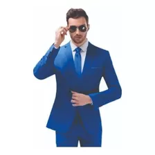 Terno Slim Masculino Azul Royal- Paletó+calça+colete+barato