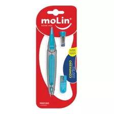 Compasso Escolar Color Grip - Blister C/ 1 Unid Azul - Molin