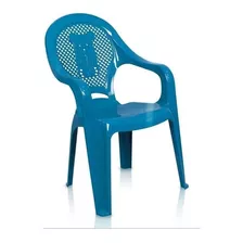 Cadeira De Plástico Infantil Poltrona Antares Azul Kit 12