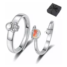 Anillos De Astronauta Pareja Promesa Ajustable Mujer Un Par