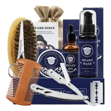 Kit Barba Hombre, 8 En 1 Kit Cepillo, Aceite, Peine Para Bar