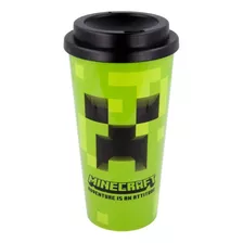 Vaso Doble Pared Con Tapa Minecraft 520ml